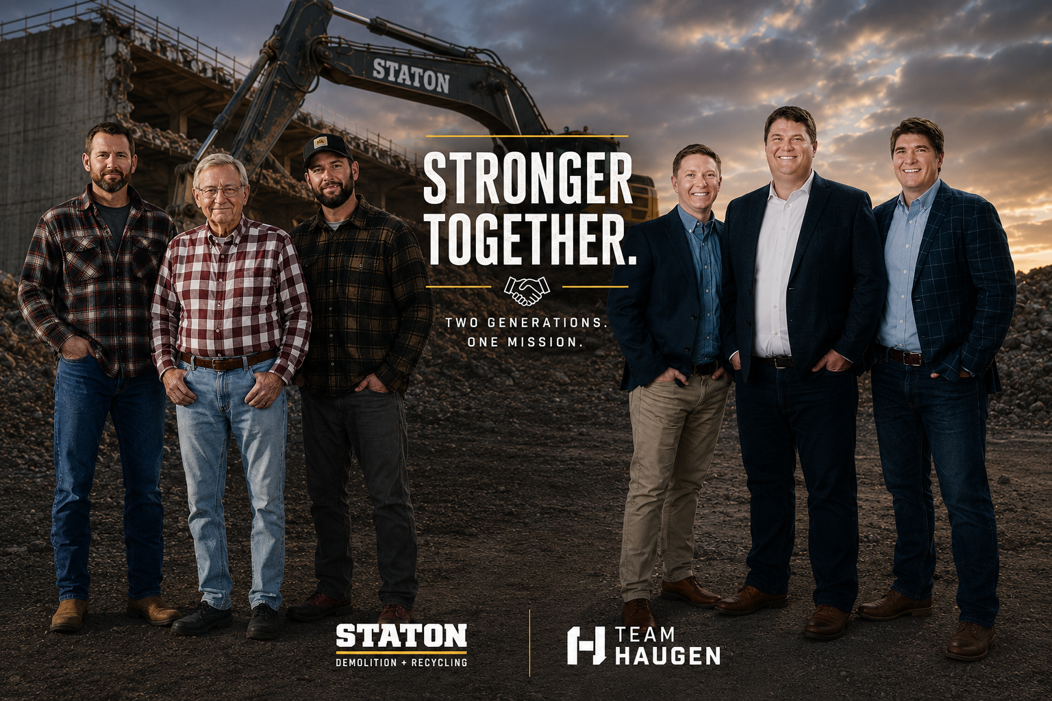 Stronger Together. Two generations, one mission. Staton Demolition and Recycling with HUB Team Haugen.